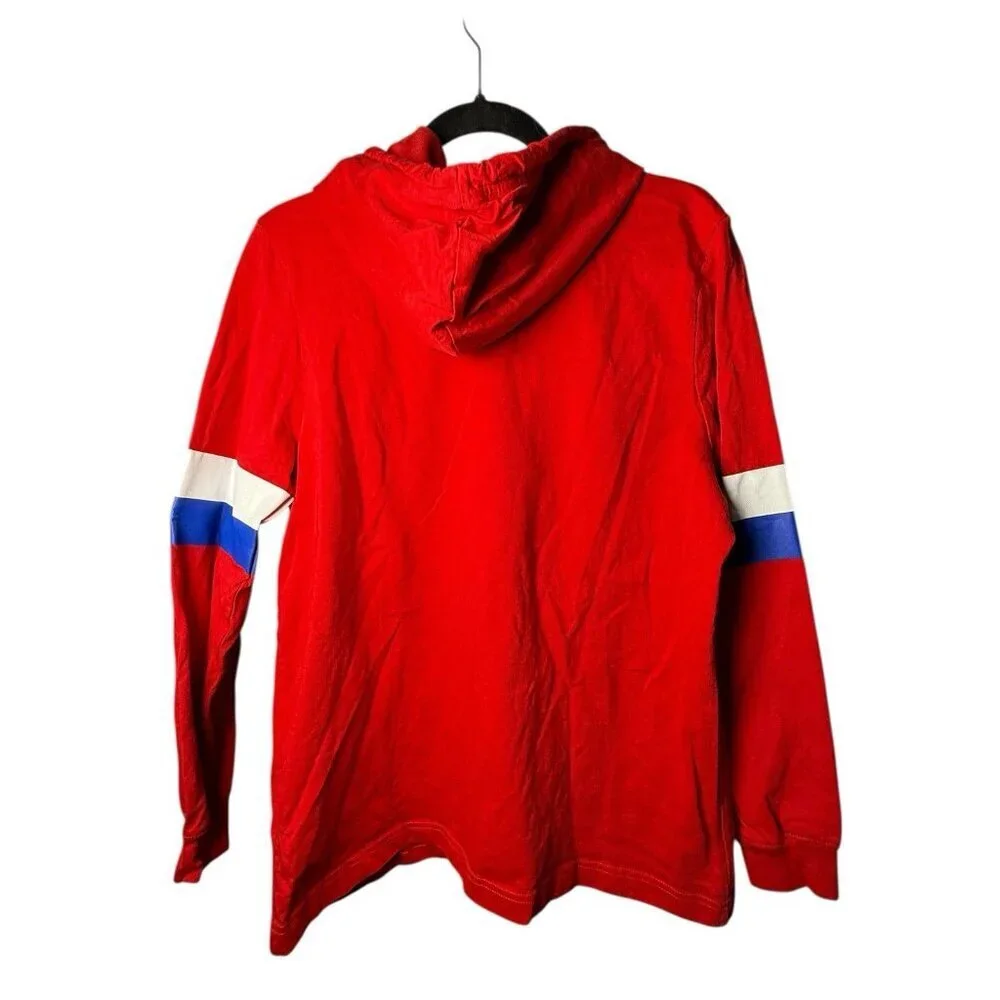 The North Face Women Med Red Long Sleeve Hooded Shirt With Logo